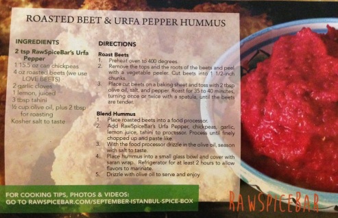 Raw Spice Bar beet hummus